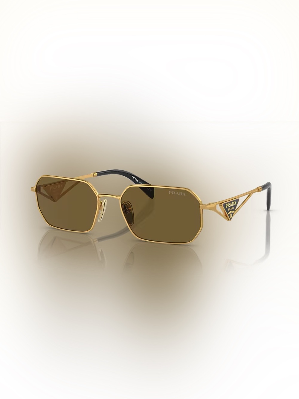 Prada Men’s Gold Frame with Brown Lenses Sunglasses PR A51S